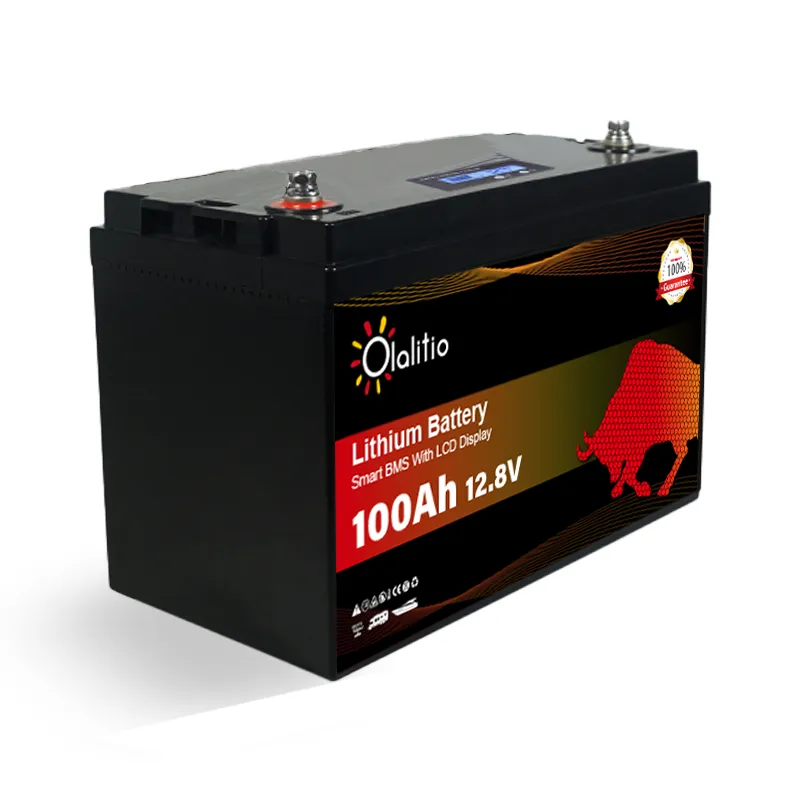 Lithium Batterie 100Ah 12V LiFePO4-LCD-BMS-Olalitio –